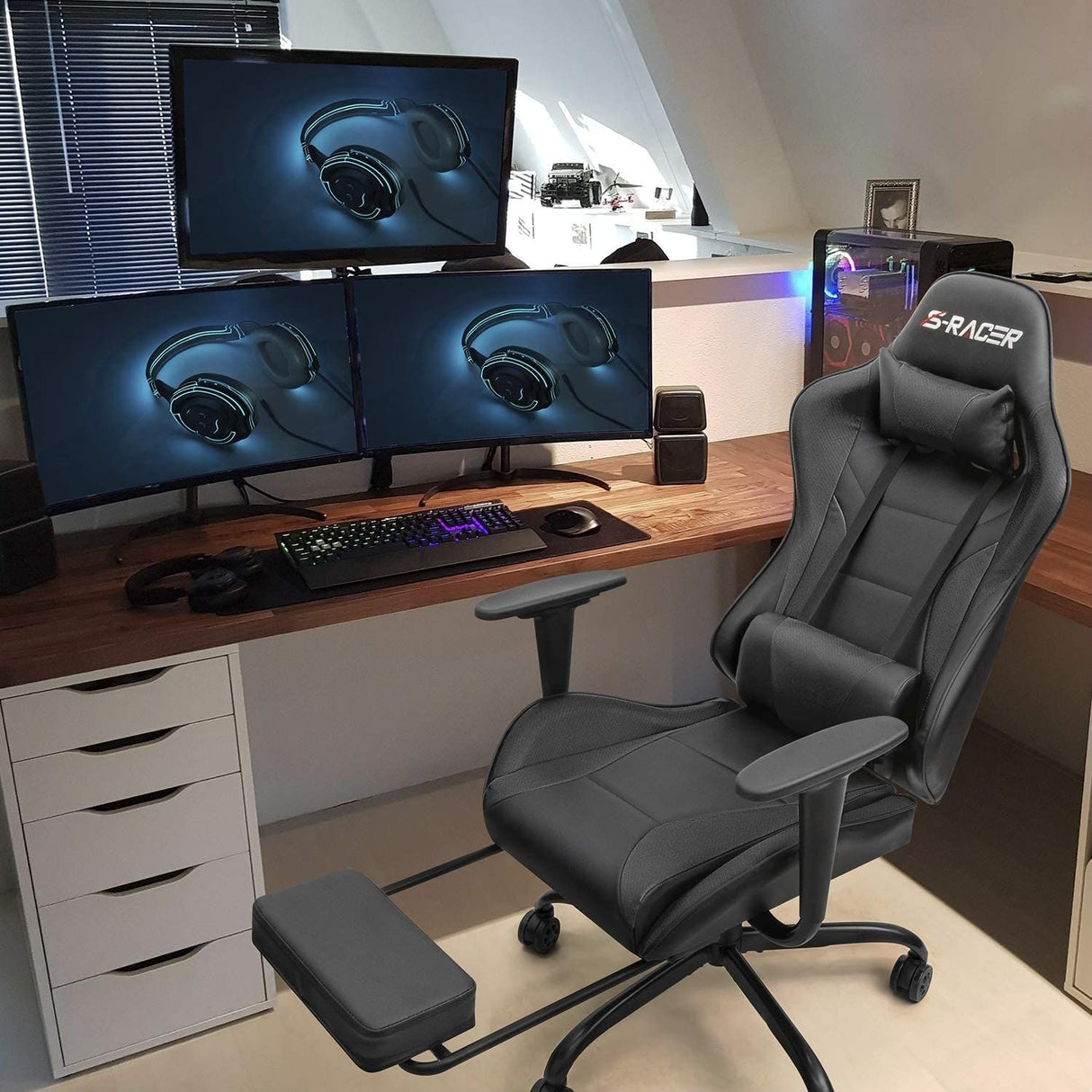Gaming Chair with Footrest - Ergonomic Desk Chair