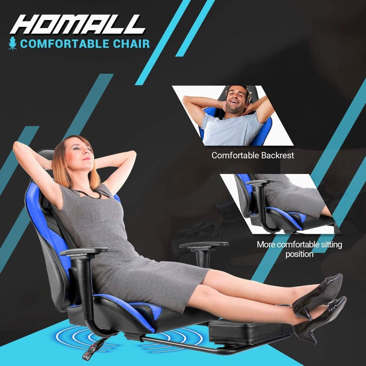Gaming Chair with Footrest - Ergonomic Desk Chair