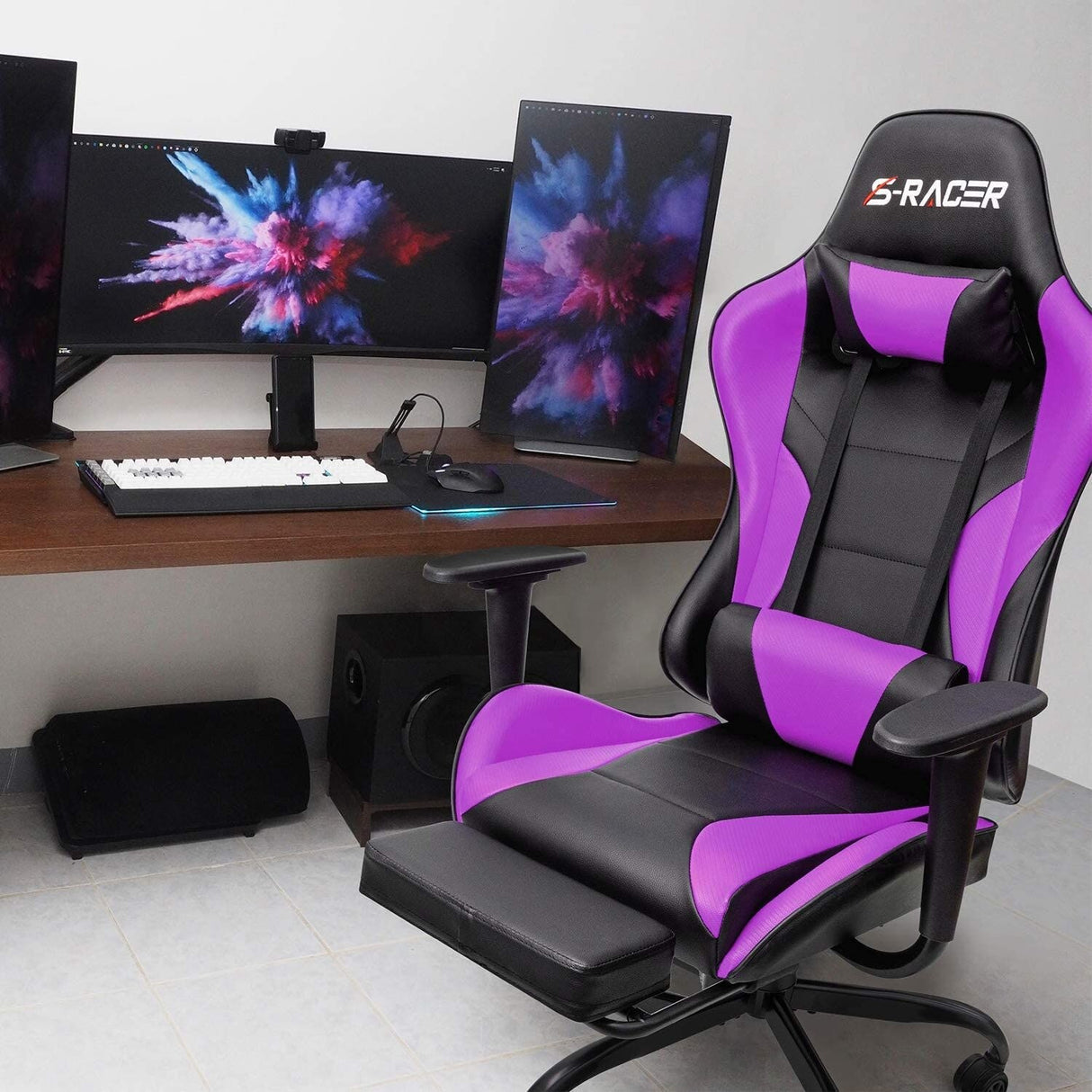 Gaming Chair with Footrest - Ergonomic Desk Chair