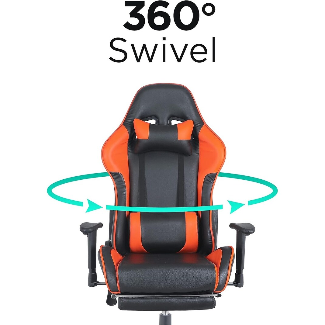 Gaming Chair with Fold-Away Footrest, Computer Chair