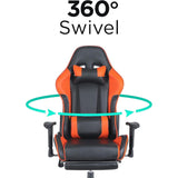 Gaming Chair with Fold-Away Footrest, Computer Chair