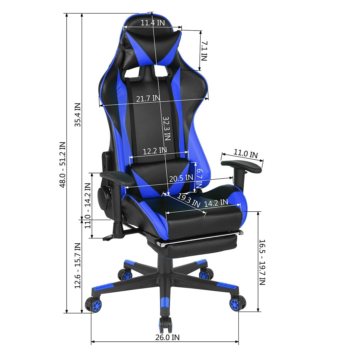 Gaming Chair with Swivel & Lumbar Support Adjustable Height
