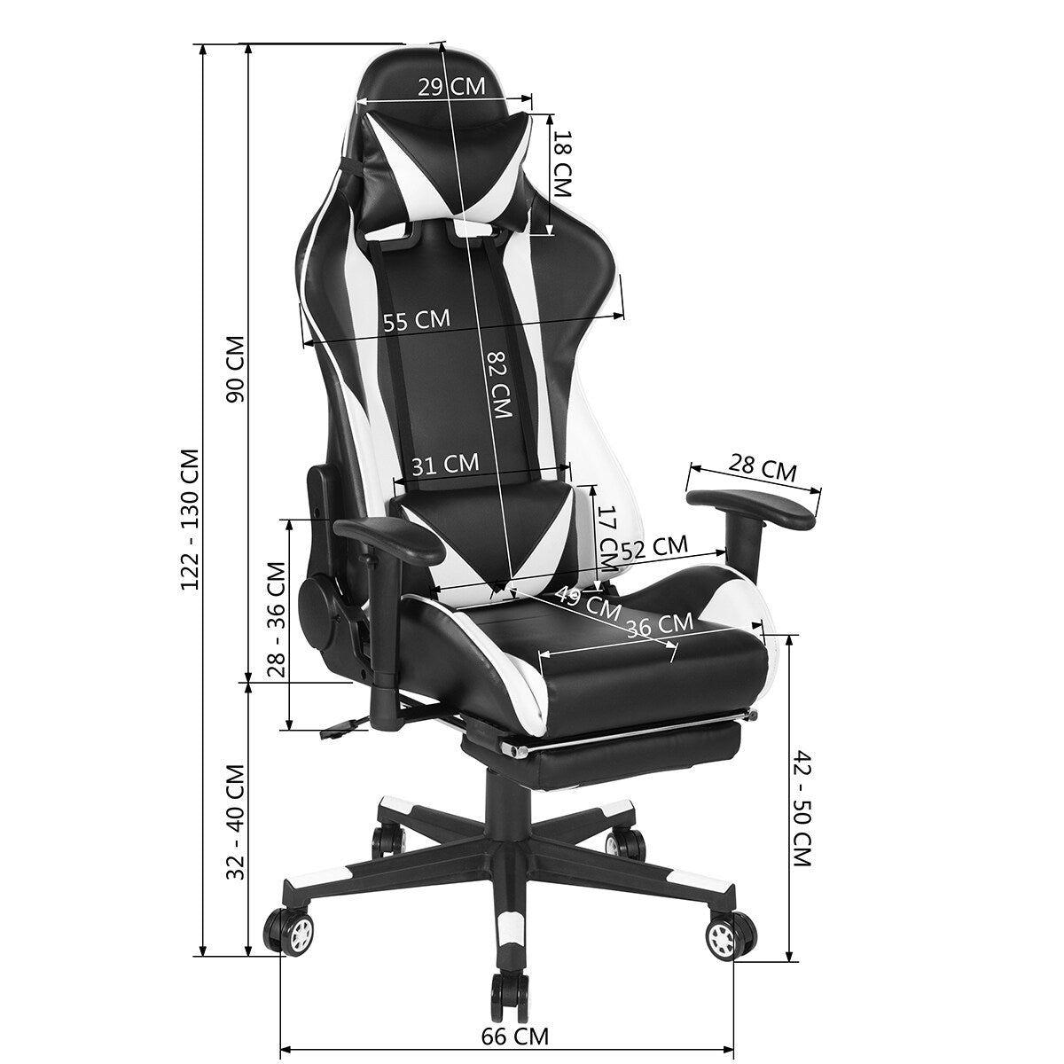 Gaming Chair with Swivel & Lumbar Support Adjustable Height