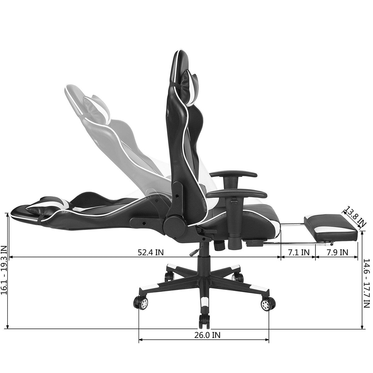 Gaming Chair with Swivel & Lumbar Support Adjustable Height