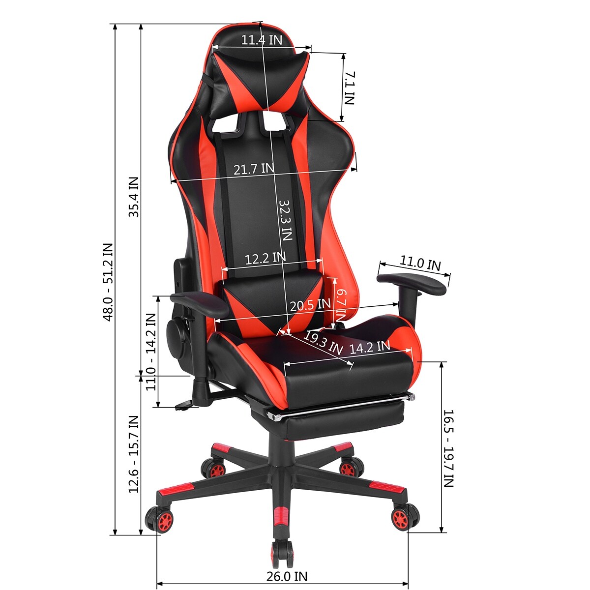 Gaming Chair with Swivel & Lumbar Support Adjustable Height