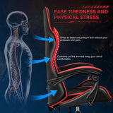 Gaming Chair, Backrest and Seat Height Adjustable Swivel Recliner Racing Office Ergonomic Chair without footrest,Red