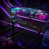 Gaming Desk 55 Inch, T- Shaped Carbon Fiber Surface Computer Desk