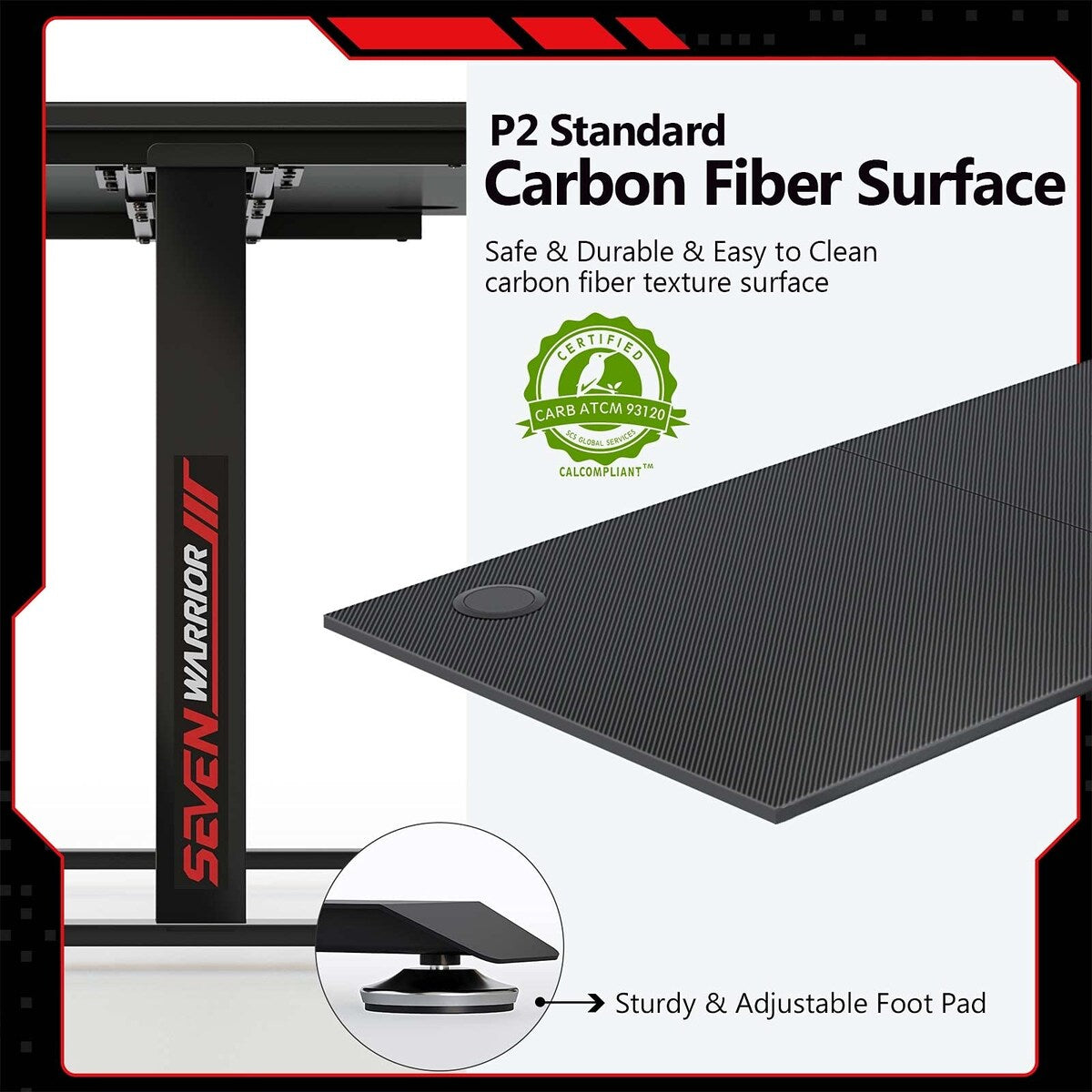 Gaming Desk 55 Inch, T- Shaped Carbon Fiber Surface Computer Desk
