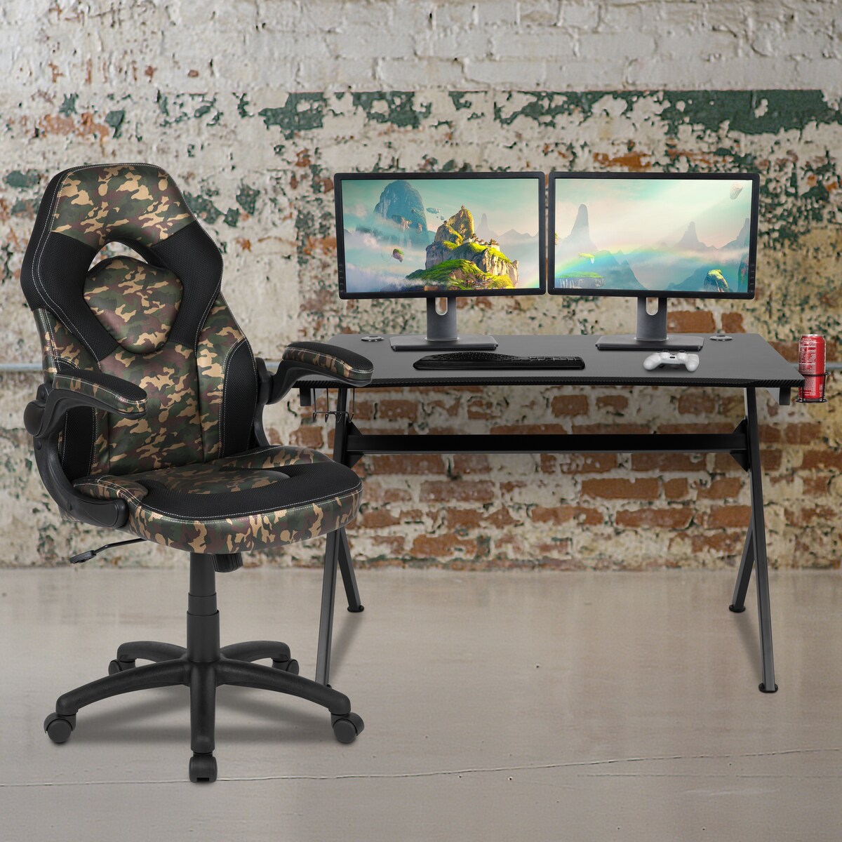 Gaming Desk Bundle - Cup/Headphone Holders, Wire Management