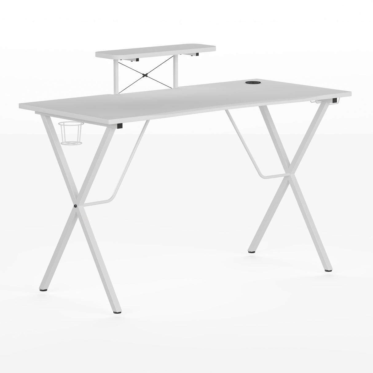 Gaming Desk with Cup Holder, Headphone Hook, and Monitor/Smartphone Stand