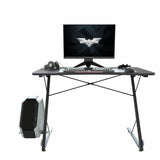 Gaming Desk, Z-Shaped Professional E-Sport Gamer Workstation with LED Lights & Large Carbon Fiber Surface, Ergonomic PC Gaming