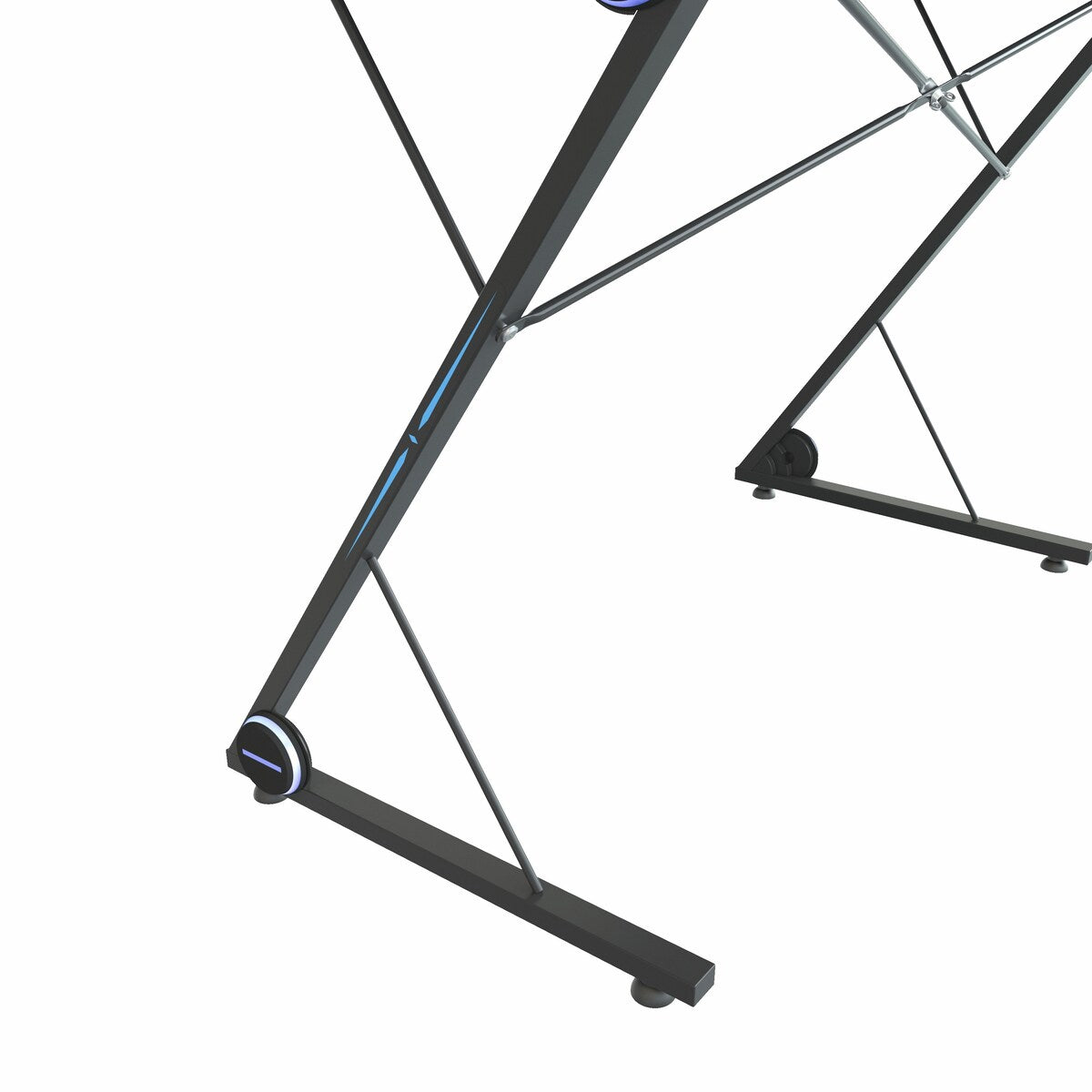 Gaming Desk, Z-Shaped Professional E-Sport Gamer Workstation with LED Lights & Large Carbon Fiber Surface, Ergonomic PC Gaming