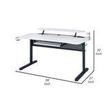 Gaming Table with USB Plugin and Headset Rack, White