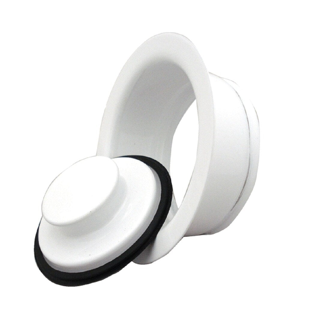 Mr. Scrappy Garbage Disposal 3-Bolt Sink Flange and Stopper, White - N/A