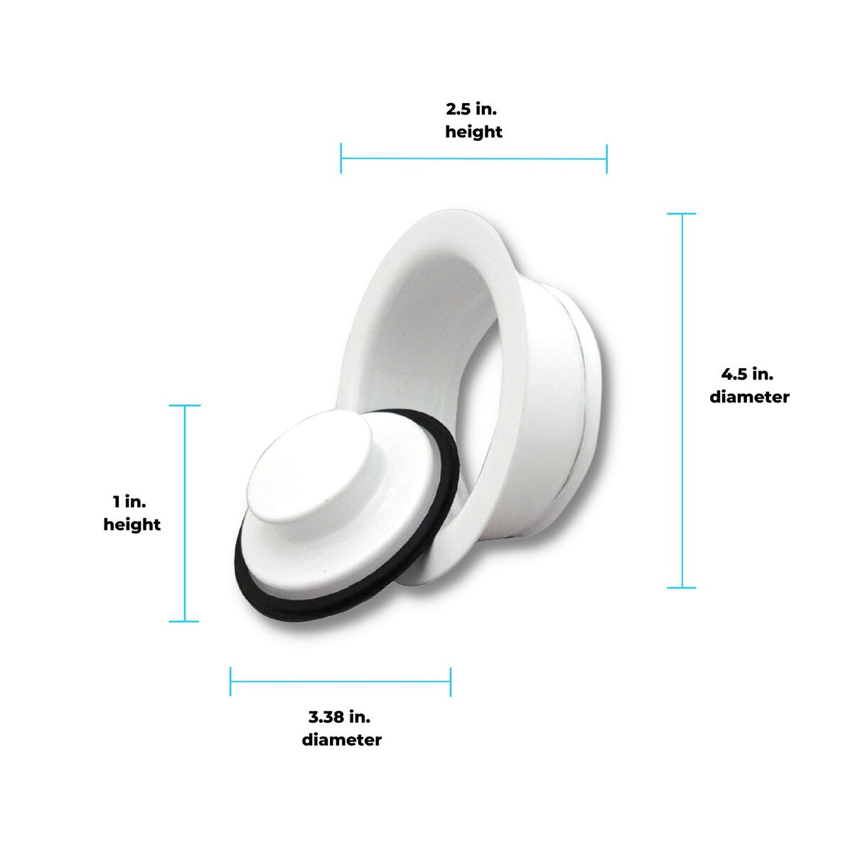 Mr. Scrappy Garbage Disposal 3-Bolt Sink Flange and Stopper, White - N/A