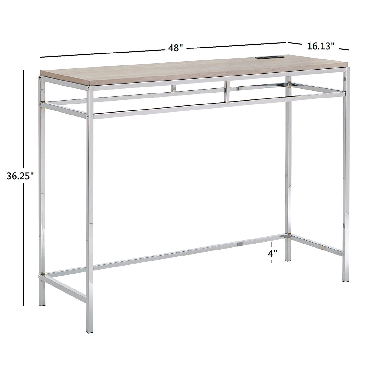Garble Chrome Counter Height Desk with Faux Marble Top and USB Charging Port by iNSPIRE Q Modern