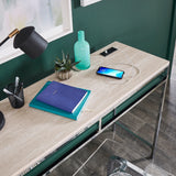 Garble Chrome Counter Height Desk with Faux Marble Top and USB Charging Port by iNSPIRE Q Modern