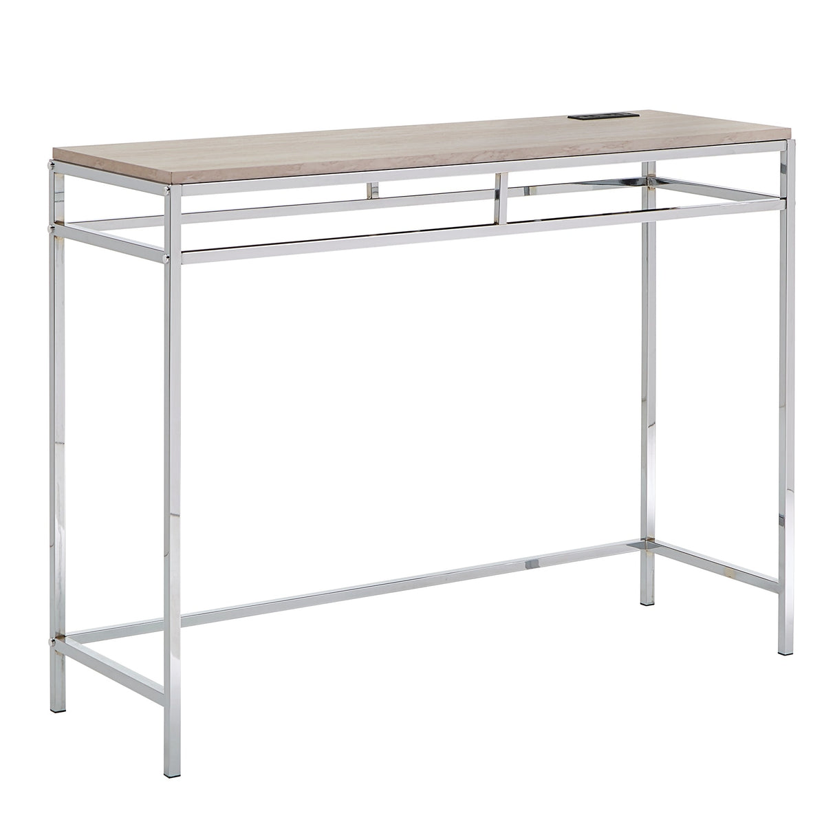 Garble Chrome Counter Height Desk with Faux Marble Top and USB Charging Port by iNSPIRE Q Modern