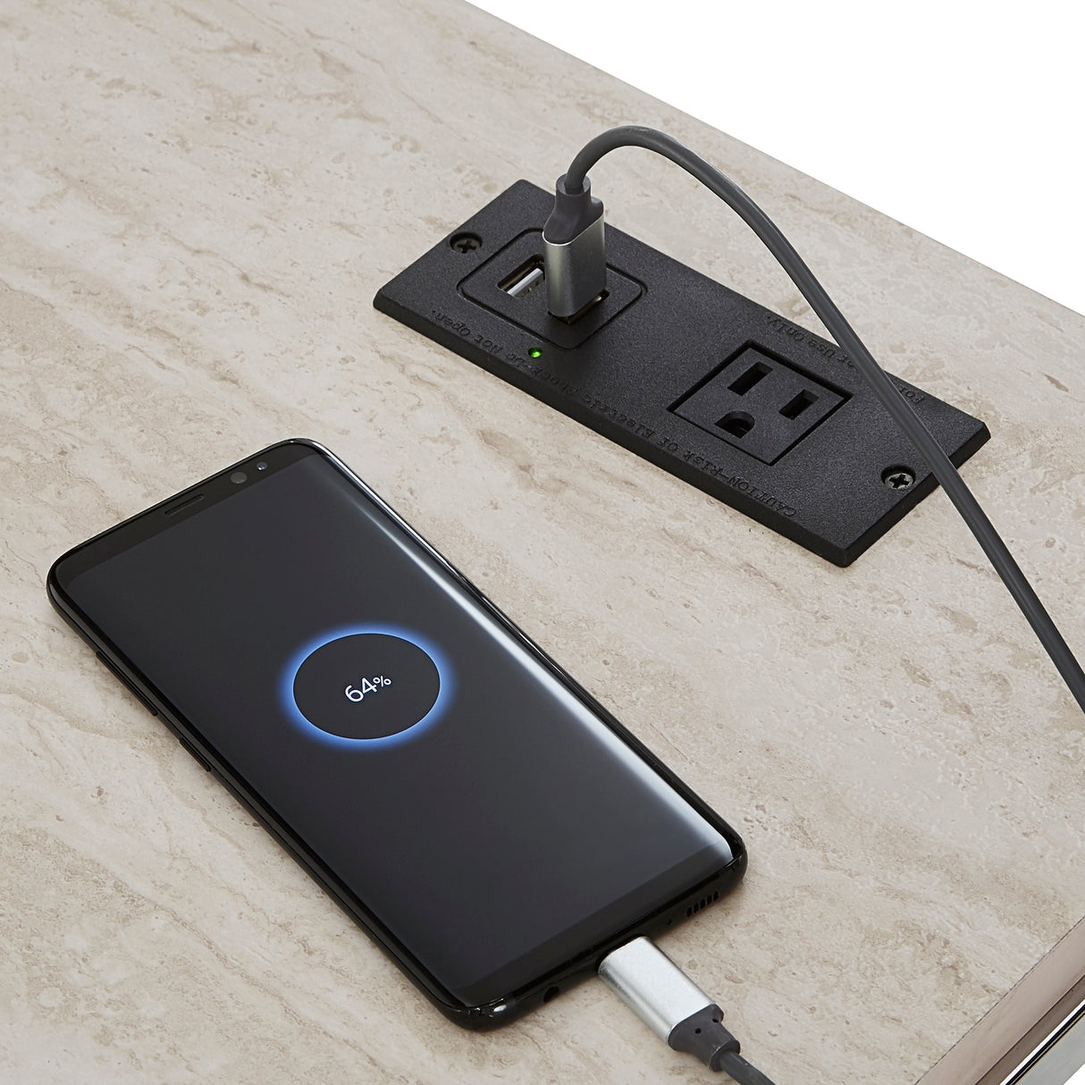 Garble Chrome Counter Height Desk with Faux Marble Top and USB Charging Port by iNSPIRE Q Modern