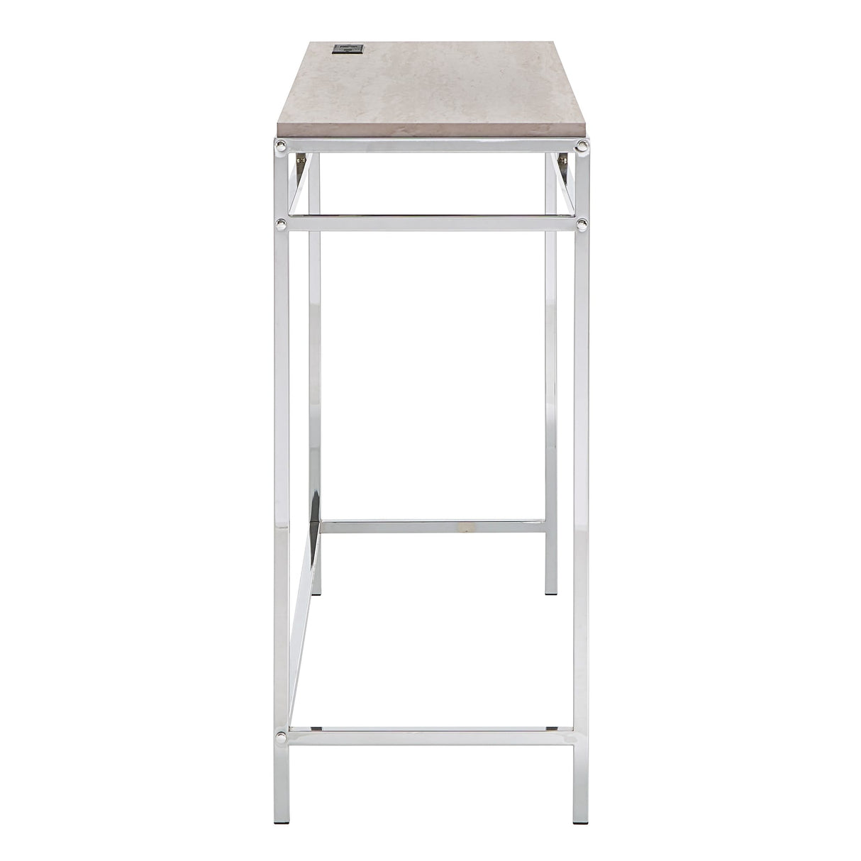 Garble Chrome Counter Height Desk with Faux Marble Top and USB Charging Port by iNSPIRE Q Modern