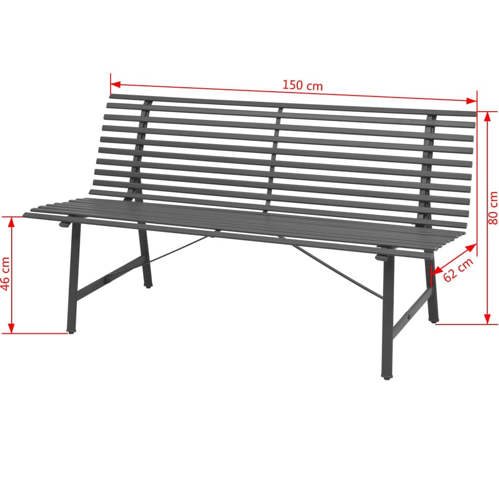 Garden Bench 59" Steel Anthracite