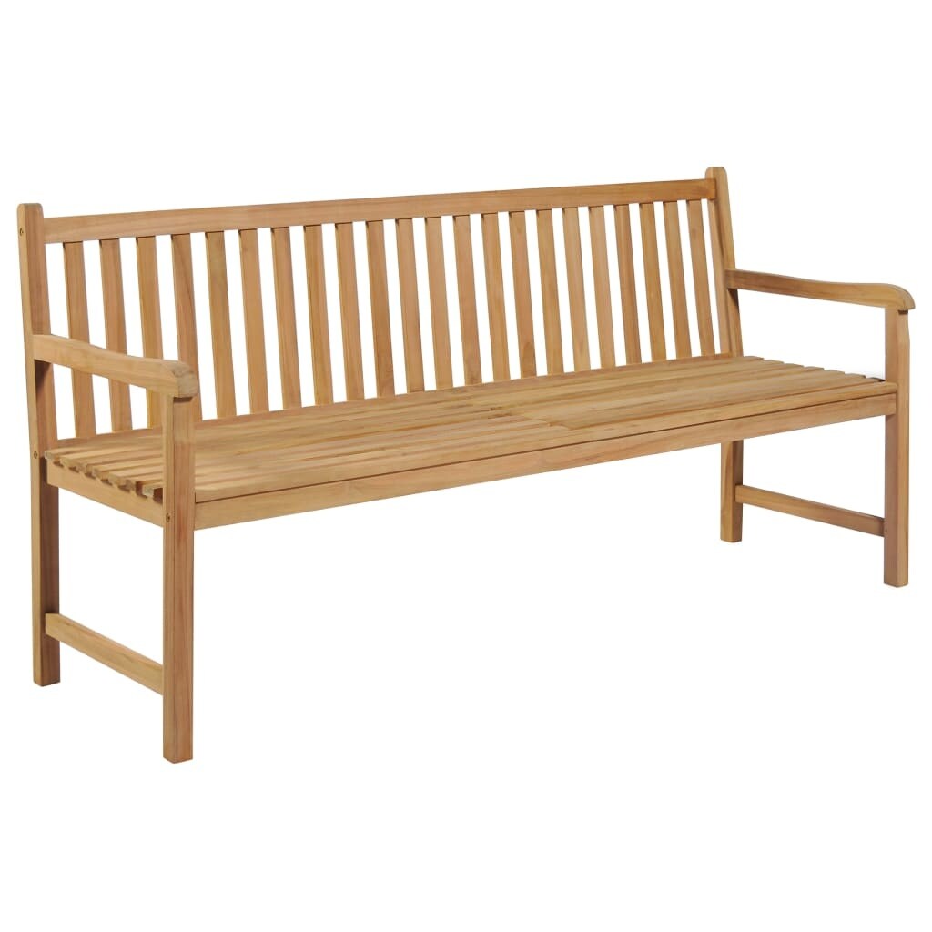 Garden Bench with Green Cushion 68.9" Solid Teak Wood