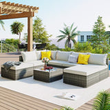 Garden Conversation Wicker Sofa Set, Single Sofa Combinable - 111.8*29.5*25.6