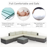 Garden Conversation Wicker Sofa Set, Single Sofa Combinable - 111.8*29.5*25.6