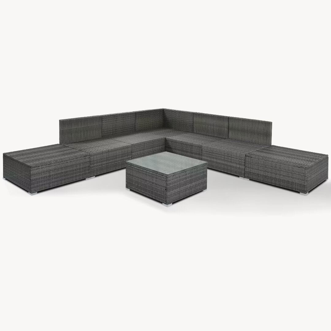 Garden Conversation Wicker Sofa Set, Single Sofa Combinable - 111.8*29.5*25.6