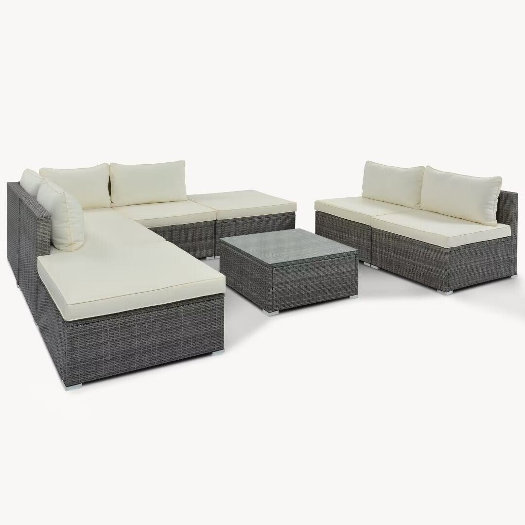 Garden Conversation Wicker Sofa Set, Single Sofa Combinable - 111.8*29.5*25.6