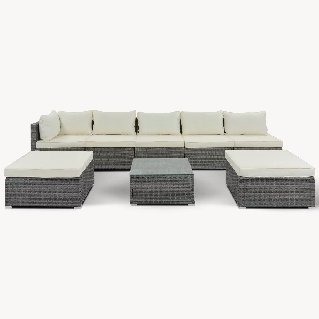 Garden Conversation Wicker Sofa Set, Single Sofa Combinable - 111.8*29.5*25.6