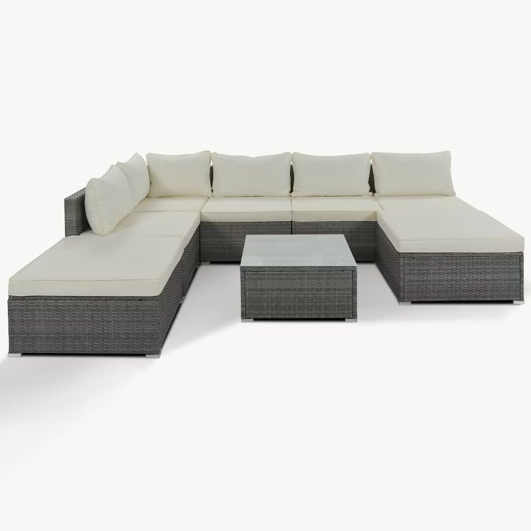 Garden Conversation Wicker Sofa Set, Single Sofa Combinable - 111.8*29.5*25.6