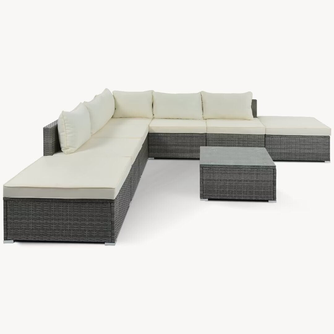 Garden Conversation Wicker Sofa Set, Single Sofa Combinable - 111.8*29.5*25.6