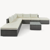 Garden Conversation Wicker Sofa Set, Single Sofa Combinable - 111.8*29.5*25.6