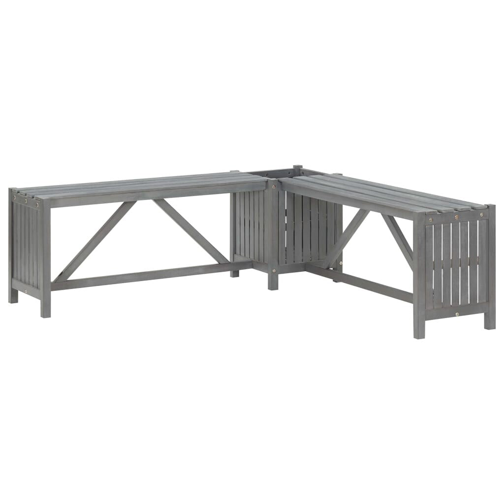 Garden Corner Bench with Planter 46.1" Solid Acacia Wood Gray
