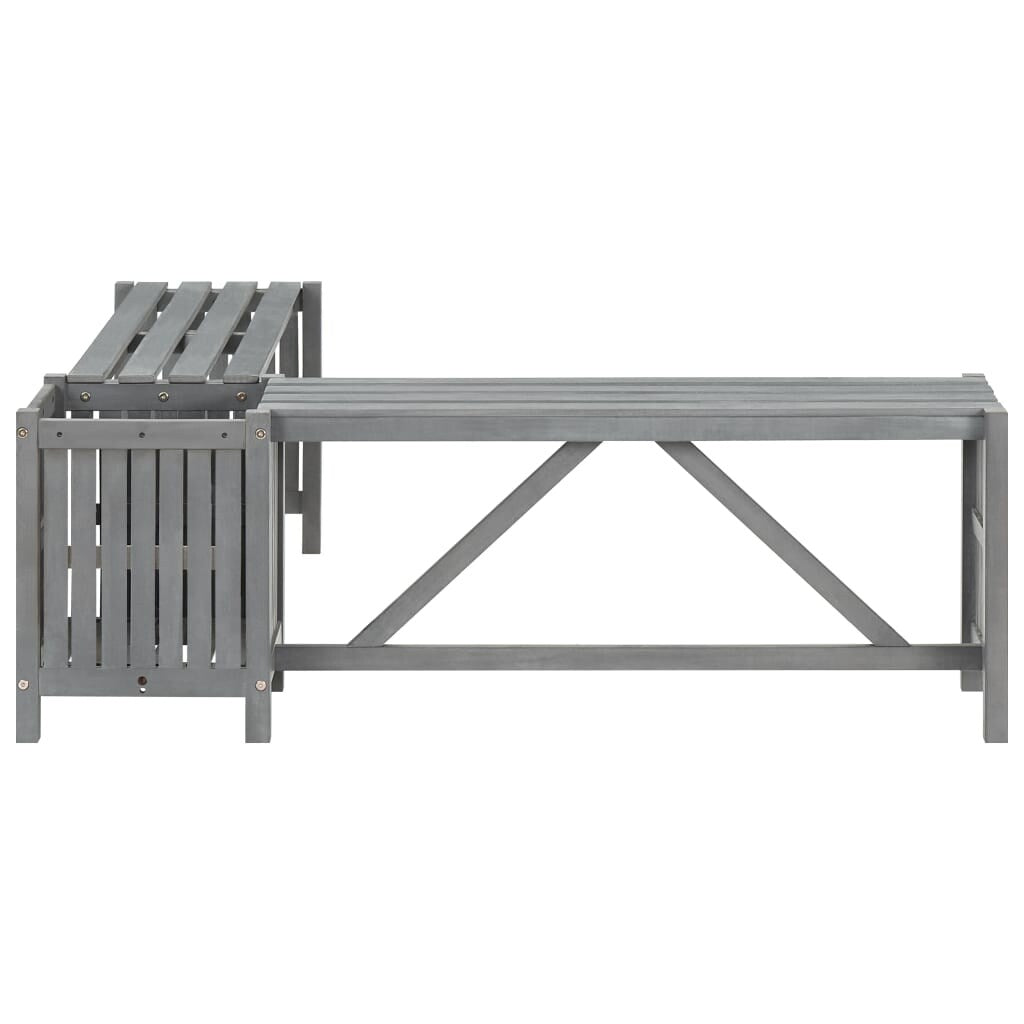 Garden Corner Bench with Planter 46.1" Solid Acacia Wood Gray