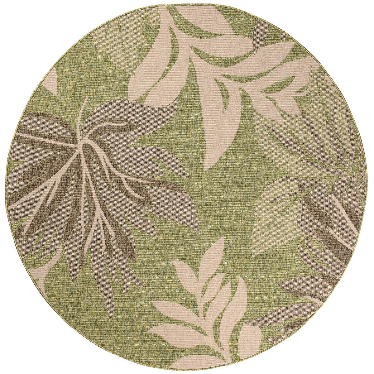 Garden Green BeigeTransitional Design Indoor/Outdoor Area Rug - 6'7"R