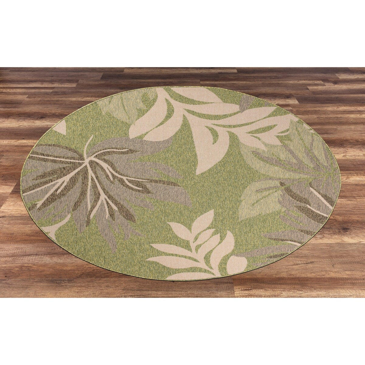 Garden Green BeigeTransitional Design Indoor/Outdoor Area Rug - 6'7"R