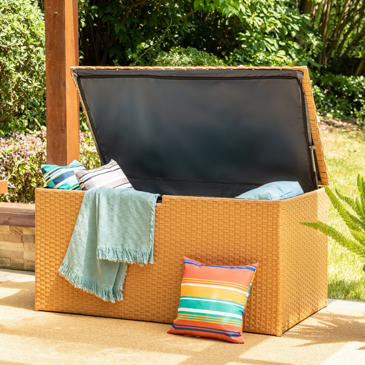 Glitzhome Garden Oversize 52.75"W 140 Gallon Yellow Storage Container Deck Box - 140 Gallon