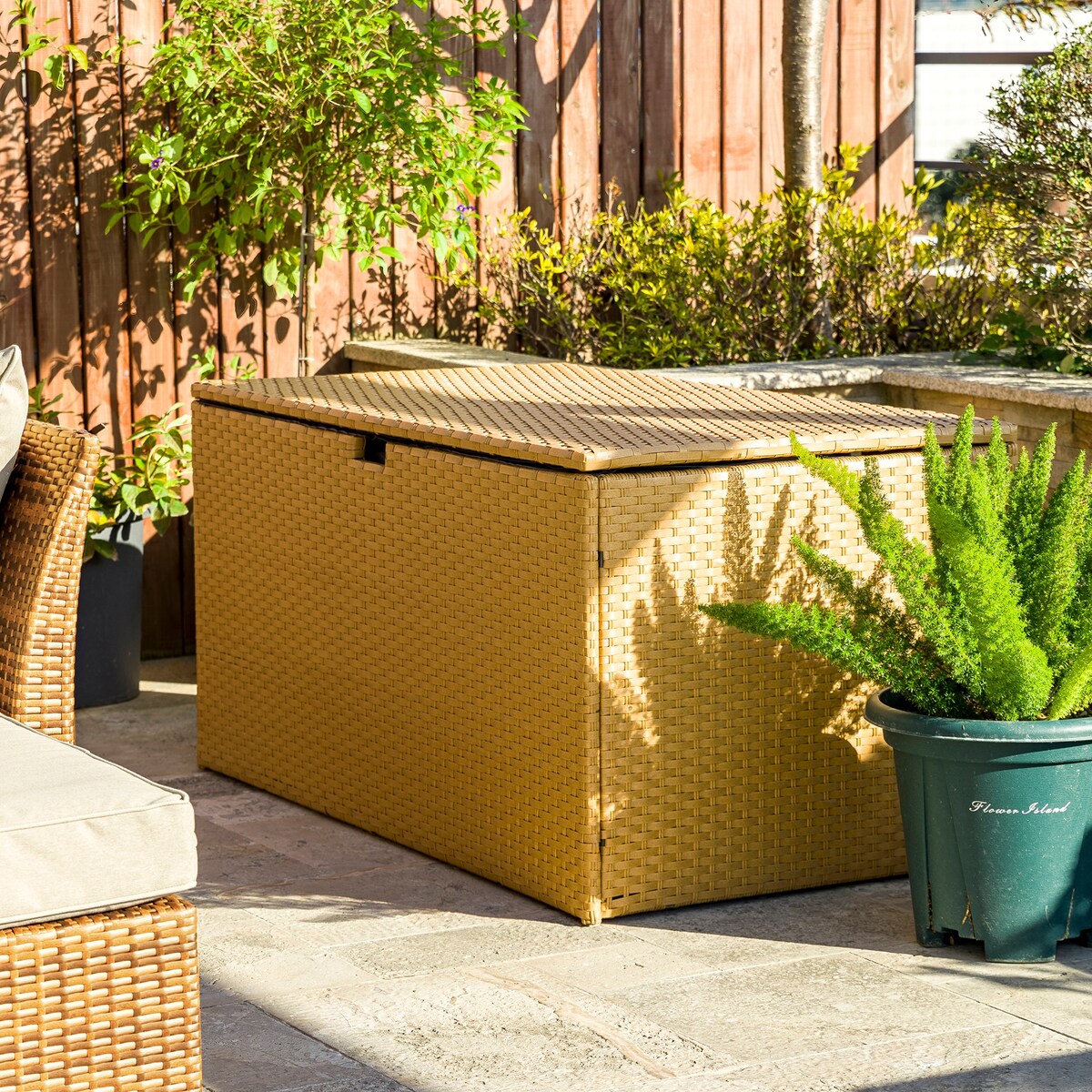 Glitzhome Garden Oversize 52.75"W 140 Gallon Yellow Storage Container Deck Box - 140 Gallon