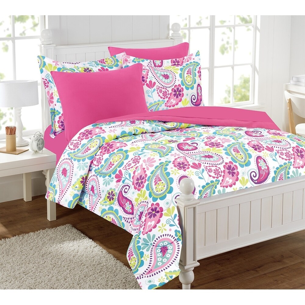 Garden Paisley Pink/Purple Bed in a bag with extra sheet set