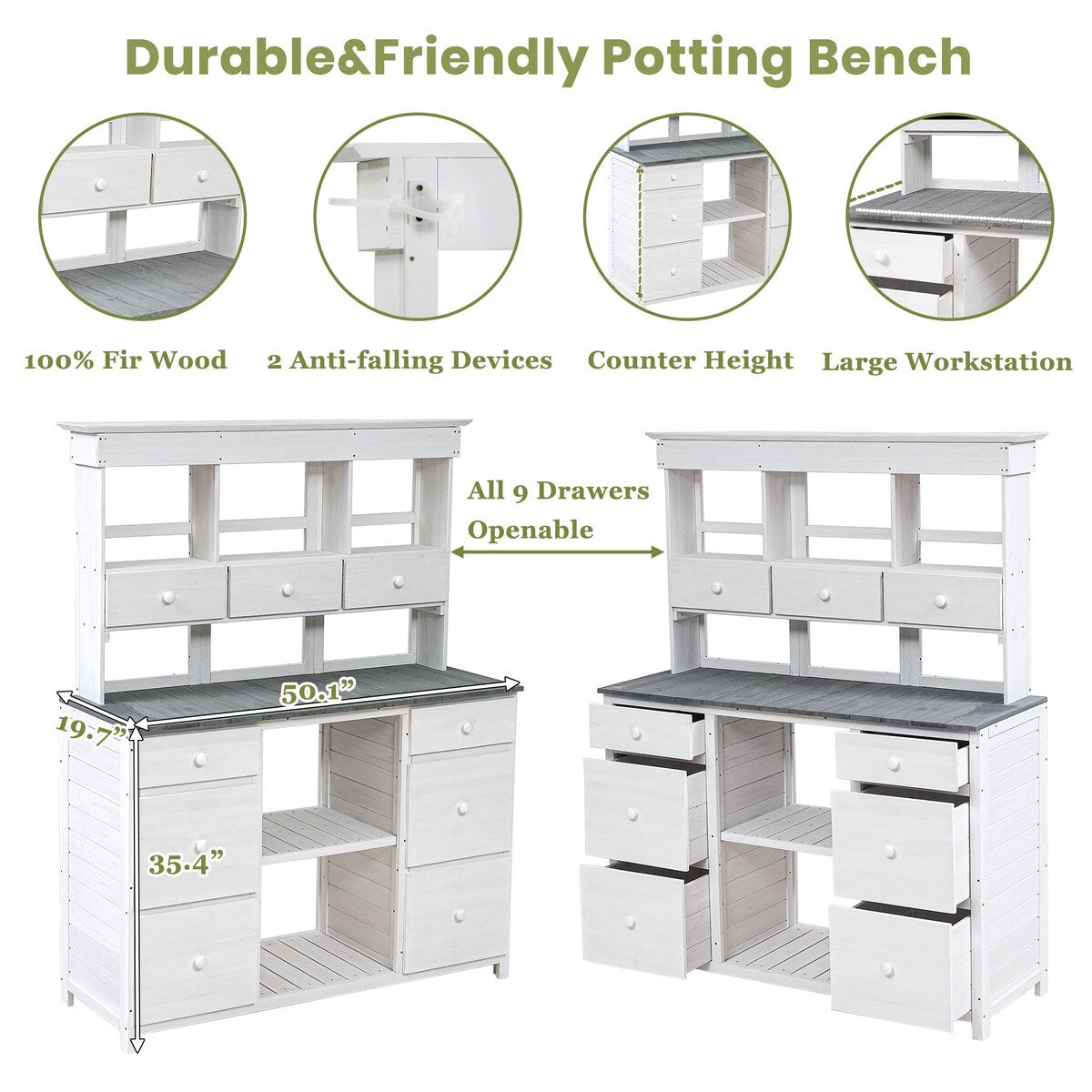 Garden Potting Bench Table