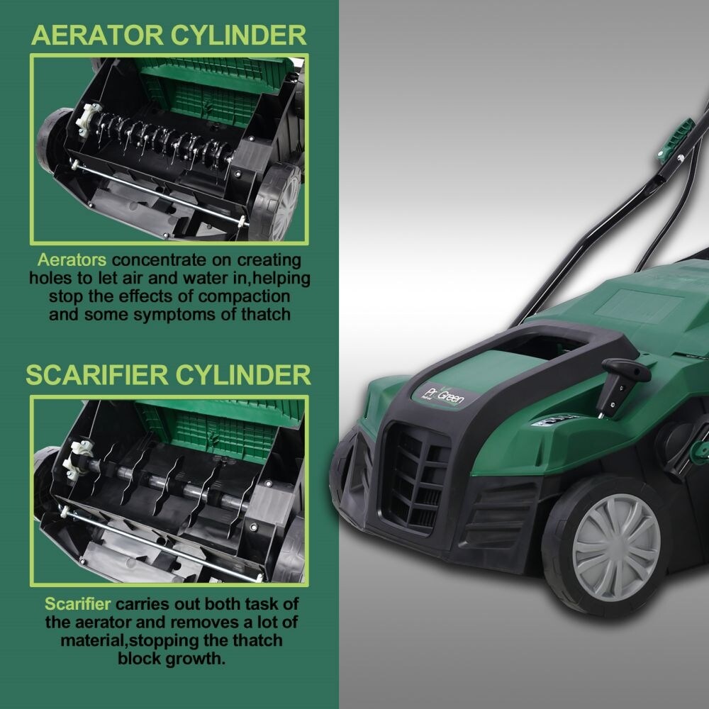 Garden Scarifier, 2-in-1 16INCH Dethatcher Scarifier,15 Amp Electric Lawn Dethatcher,