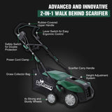 Garden Scarifier, 2-in-1 16INCH Dethatcher Scarifier,15 Amp Electric Lawn Dethatcher,
