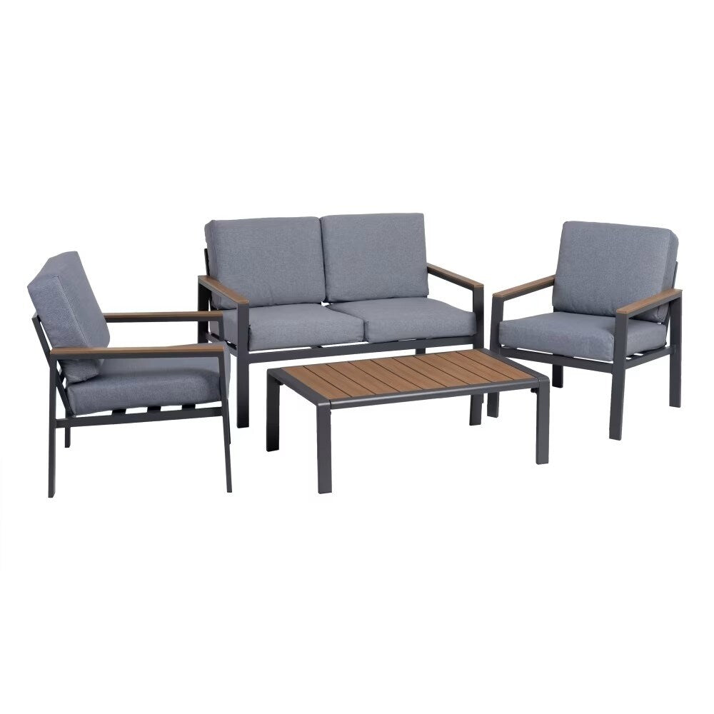 Garden Sofa Set Coffee Table and 2 Aluminum Armchairs