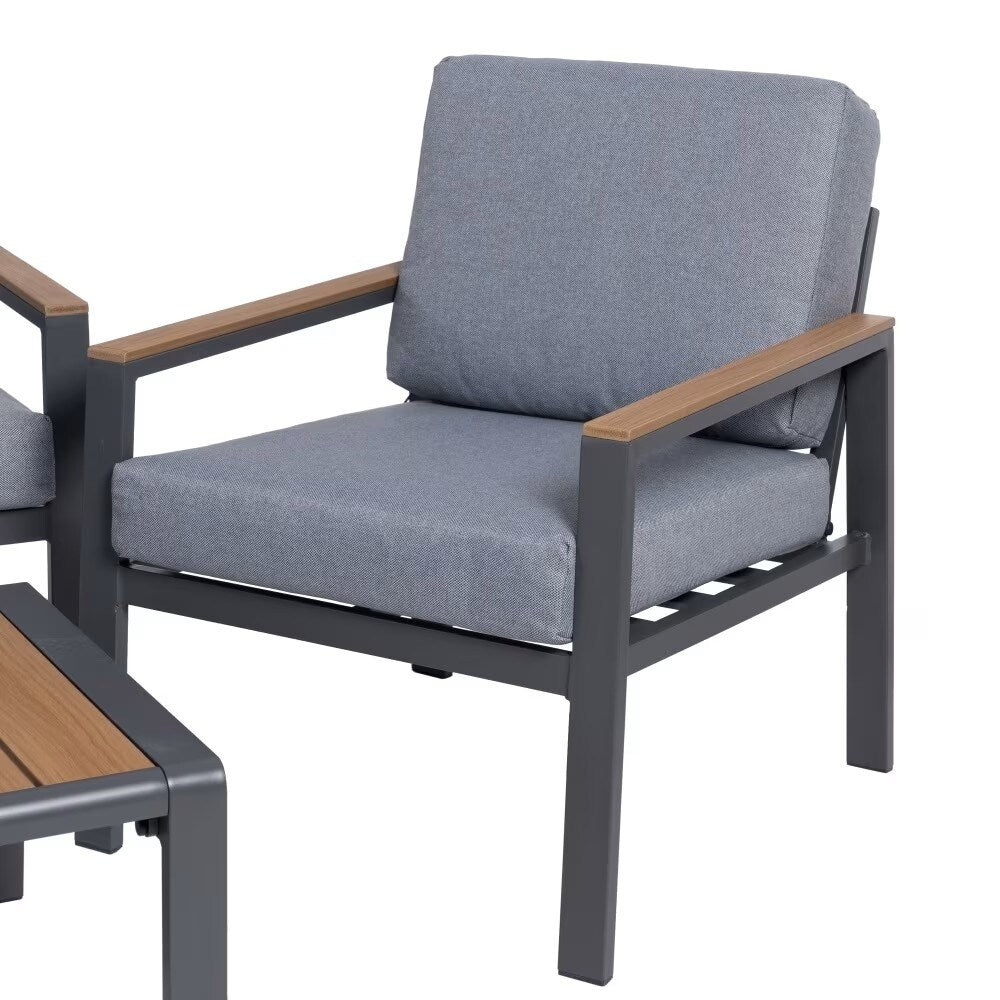 Garden Sofa Set Coffee Table and 2 Aluminum Armchairs
