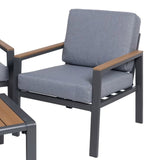 Garden Sofa Set Coffee Table and 2 Aluminum Armchairs