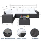 Garden furniture set, outdoor furniture set of 6 pieces, PE rattan segmented
