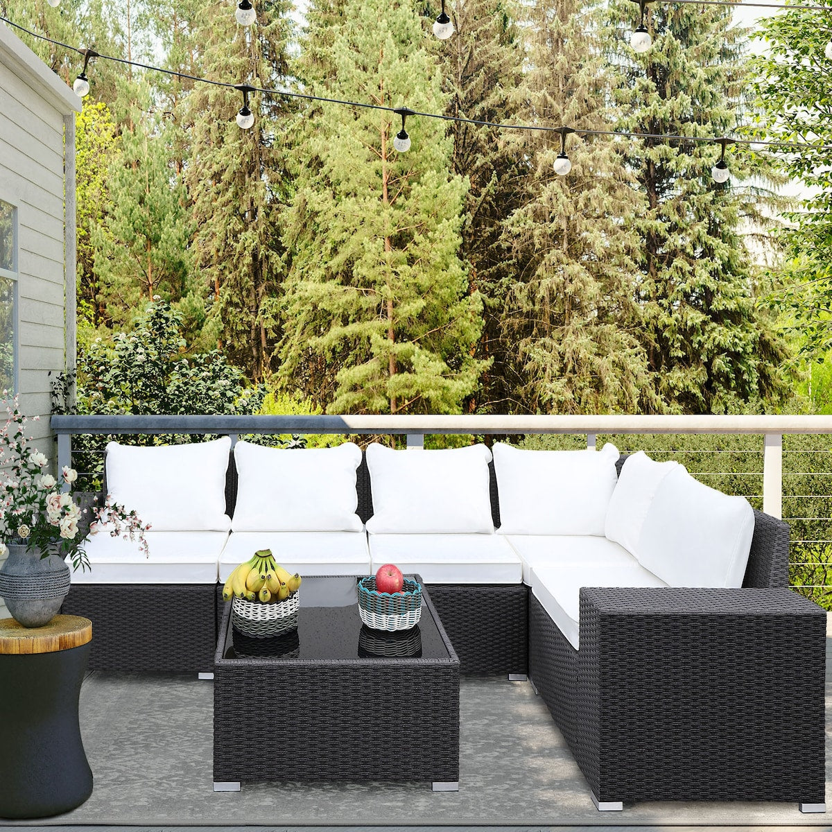 Garden furniture set, outdoor furniture set of 6 pieces, PE rattan segmented