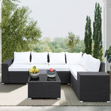 Garden furniture set, outdoor furniture set of 6 pieces, PE rattan segmented